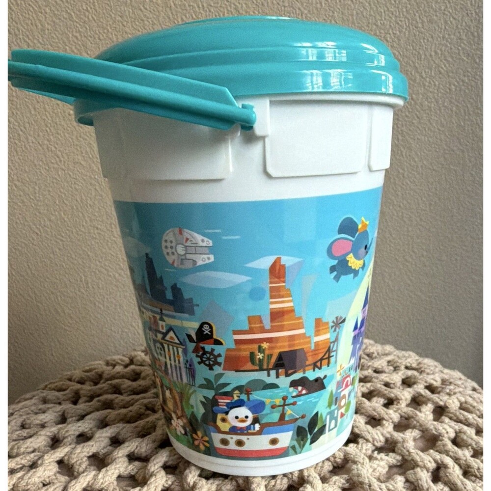 Disney Parks Disneyland Joey Chou Popcorn Bucket 2024 Souvenir Teal Lid New